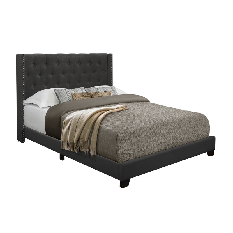 Lit tapissier Mynatt, Gris foncé, Grand