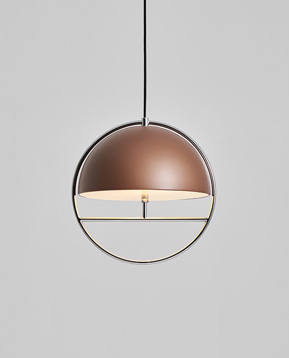 Huan 1 - Light Pendant, 15.7" H x 15.5" W x 14.1" D, Cocoa/Chrome, Chrome