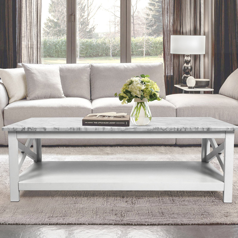 Table basse avec rangement Nagesh, Blanc