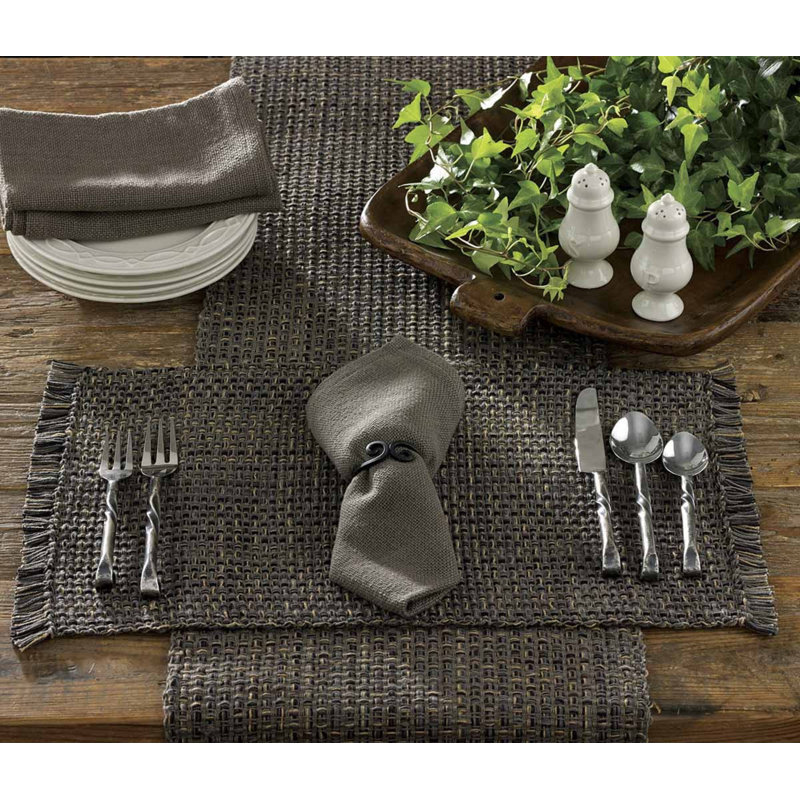 Bronny Cotton Blend Hand-Crafted Table Runner, 36" x 13", Gray