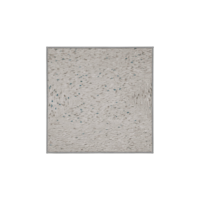 Machine Washable Gray Area Rug, Square 3'