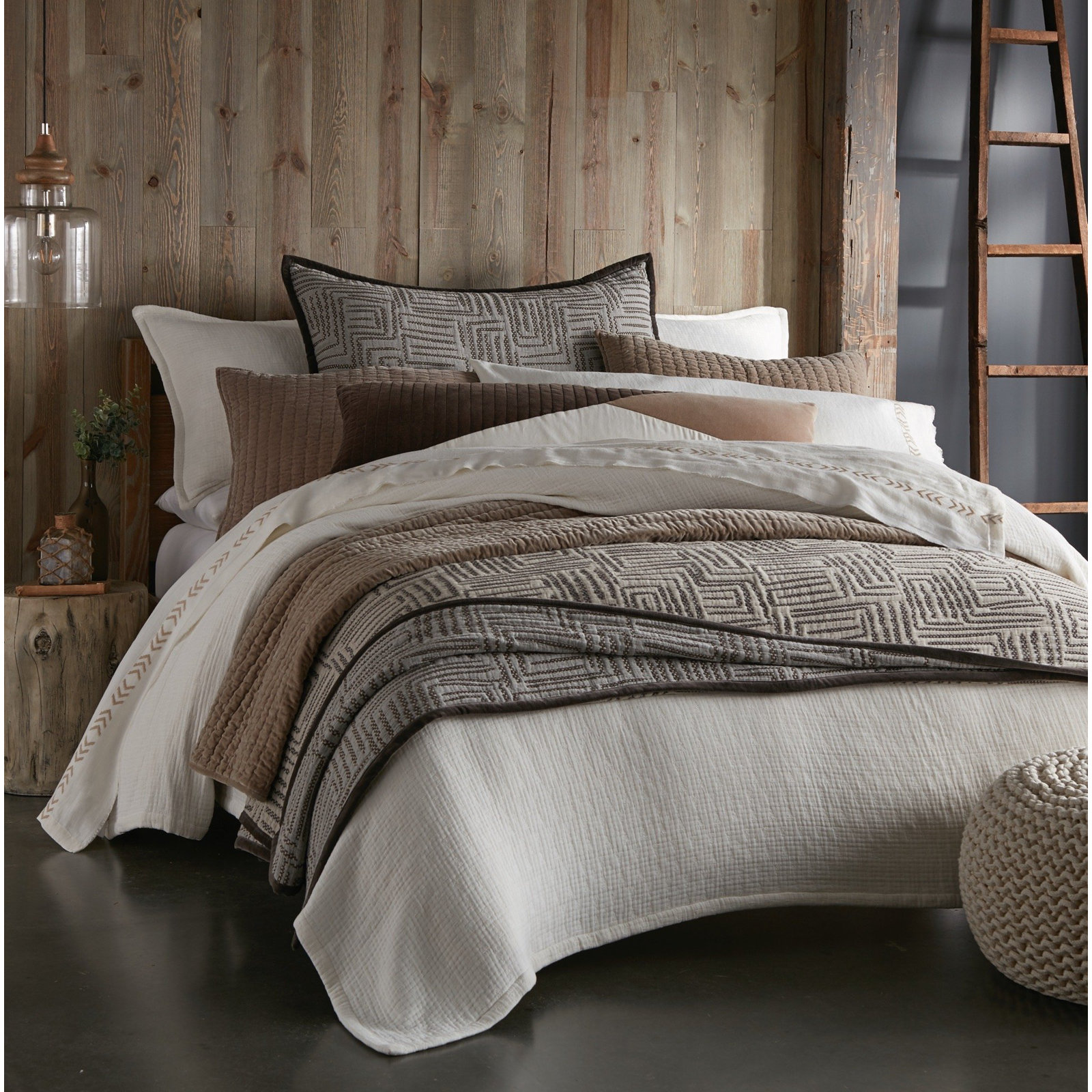 Jenera Cotton Coverlet Set, Ivory, Twin Coverlet