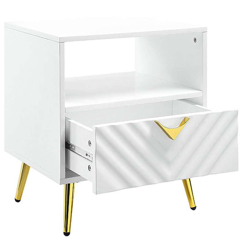 Table rectangulaire blanche brillante - Tiroir et tablette pour une fin de vie élégante avec étable