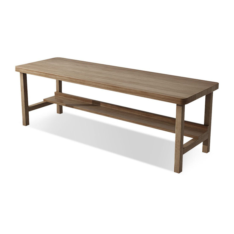 Bureau long en bois massif, bureau domestique entièrement en bois massif avec rangement, H 29,53 po x l 62,99 po x P 19,69 po