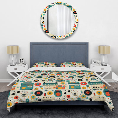 Turntables Boom Boxes Spots I - Pop Art Duvet Cover Set