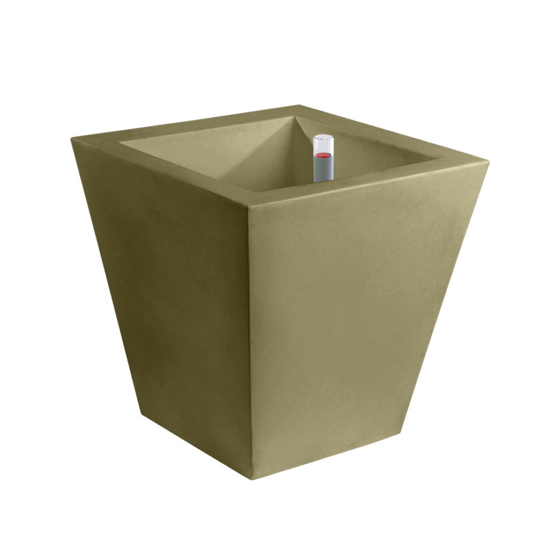 Cono Cuadrado - High Square Resin Cone Pot Planter - Self Watering, 11.75" H x 11.75" W x 11.75" D, Black