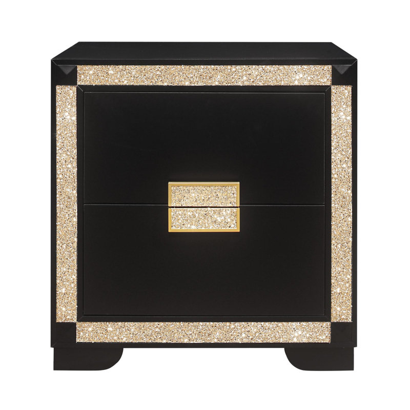Noir vivant / or table de chevet
