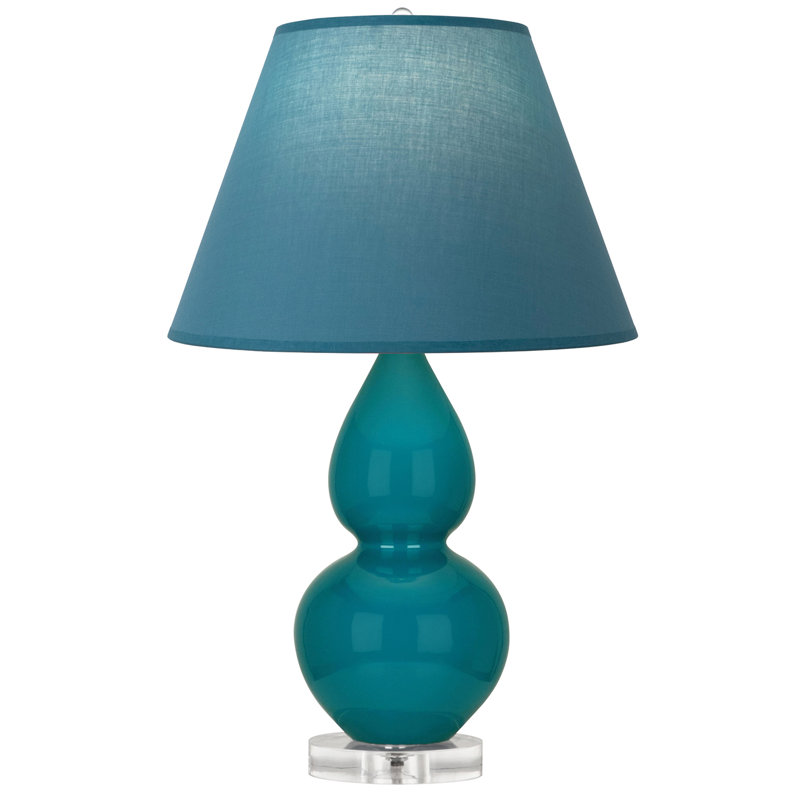 Petite lampe d'appoint à double gourde, Paon, Bleu vif / gris