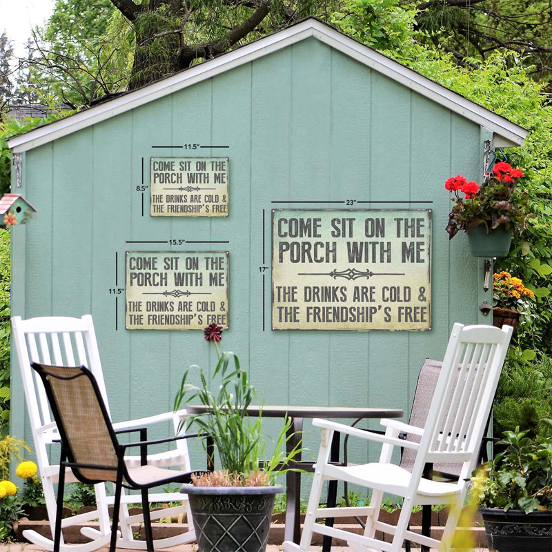 Panneau métallique «Come Sit On The Porch»