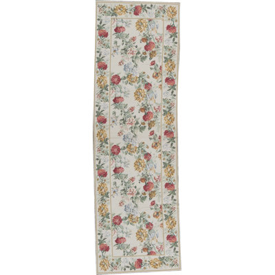 Hand-Knotted High-Quality Beige and Red Runner