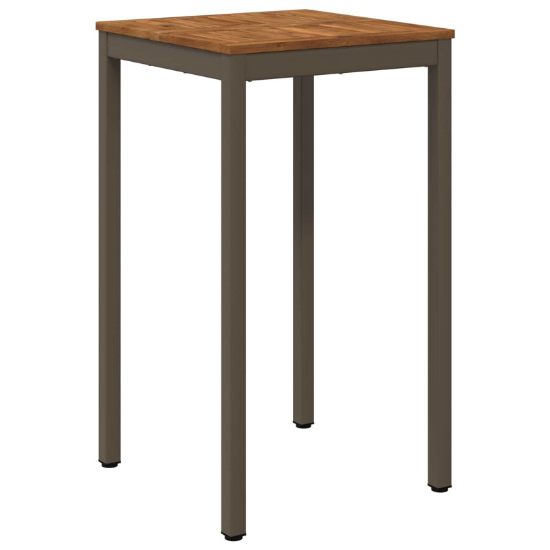Acacia Dining Table with Steel Base, Coffee, 105cm H x 60cm W x 60.5cm D, Brown