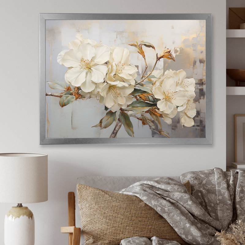 Essence de simplicité rhododendron VI, H 24 po x l 32 po x P 1 po, Cadre simple argenté