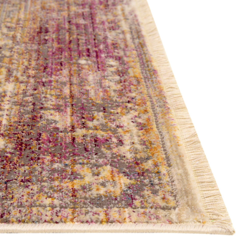 Tapis beige / rose / gris Behlke, Tapis de couloir 2 pi x 6 pi