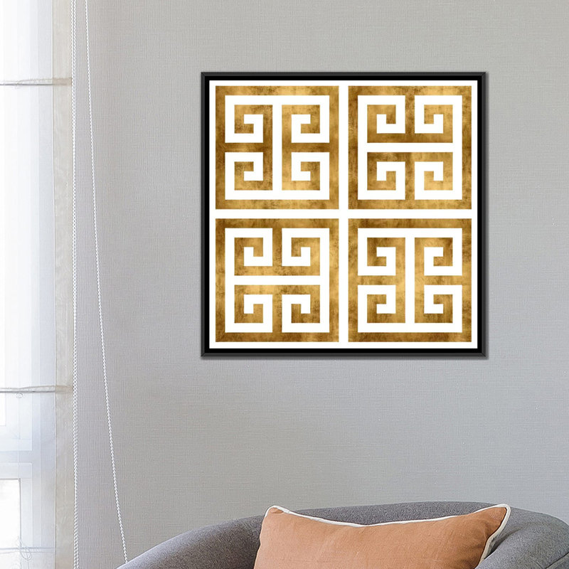 «Greek Classic III», impression sur toile, H 18 po x l 18 po x P 1,5 po, Toile avec cadre noir, Pas de tapis