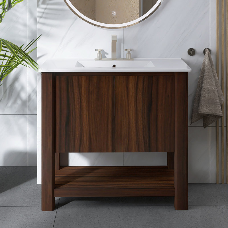 36" Freestanding Bathroom Vanity With Sink, Antique Brown