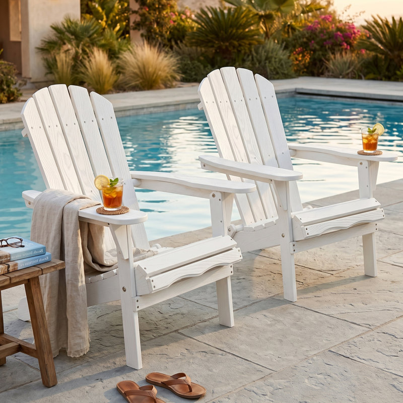 Abril Outdoor Adirondack Chair Set Of 2, White