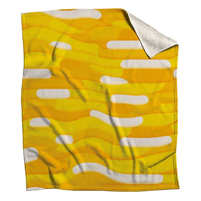 Jeté polaire Yellow Waves - Jetés abstraits pour canapés ou lits