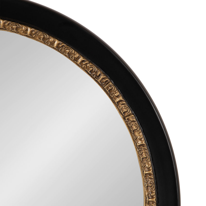 Vintage Ornate Round Mirror, Black