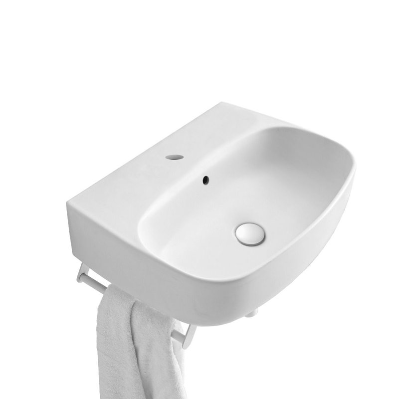 WS Bath Collections Nolita 17.7'' Ceramic Rectangular Bathroom Sink with Overflow, Glossy White, Single