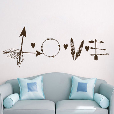 Décalcomanie murale flèche en plumes love