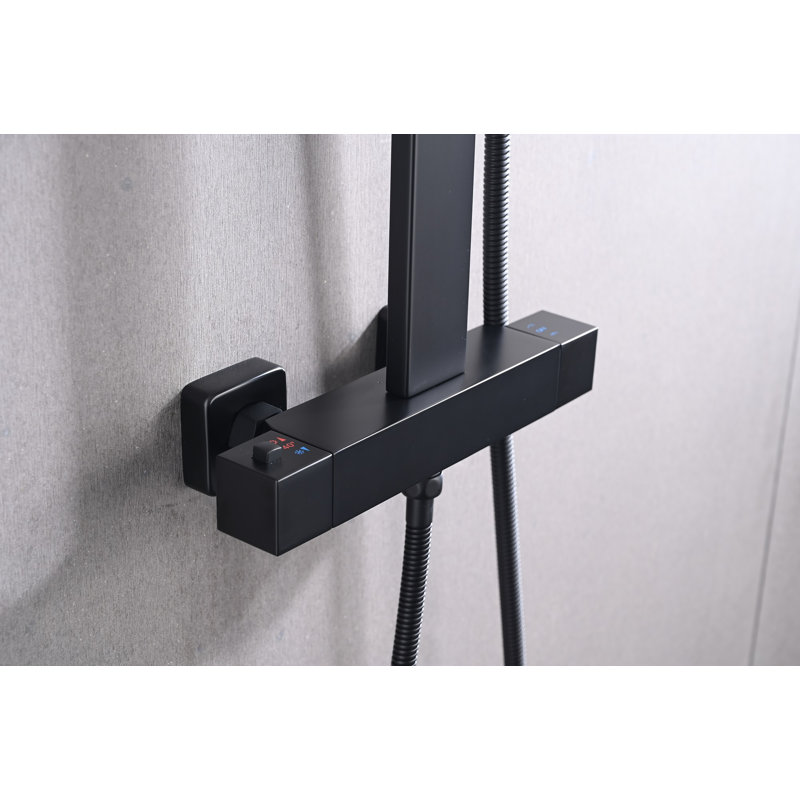 Système de douche thermostatique complet à 2 fonctions avec valve brute et pomme de douche