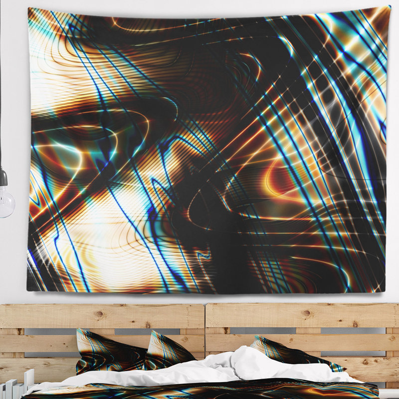 Tapisserie rayures noires brunes fractales, H 32 po x l 39 po