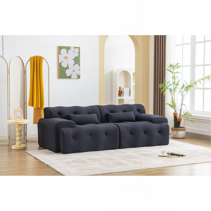 Boneless Large Size 2 Seater Sofa, Dark Gray Fabric