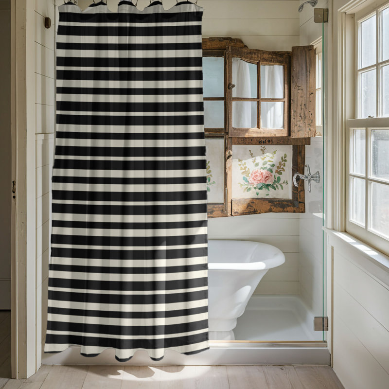 Tan Stripes - Premium Shower Curtain, 74"H x 71"W