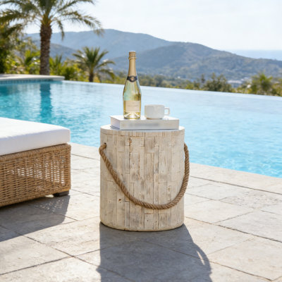 Table d'appoint d'extérieur pour patio avec finition aspect bois pour jardin de balcon