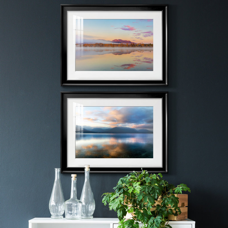 Toile encadrée de qualité supérieure Waterton Lakes - prête à être accrochée, H 22,5 po x l 61 po x P 3 po, Noir