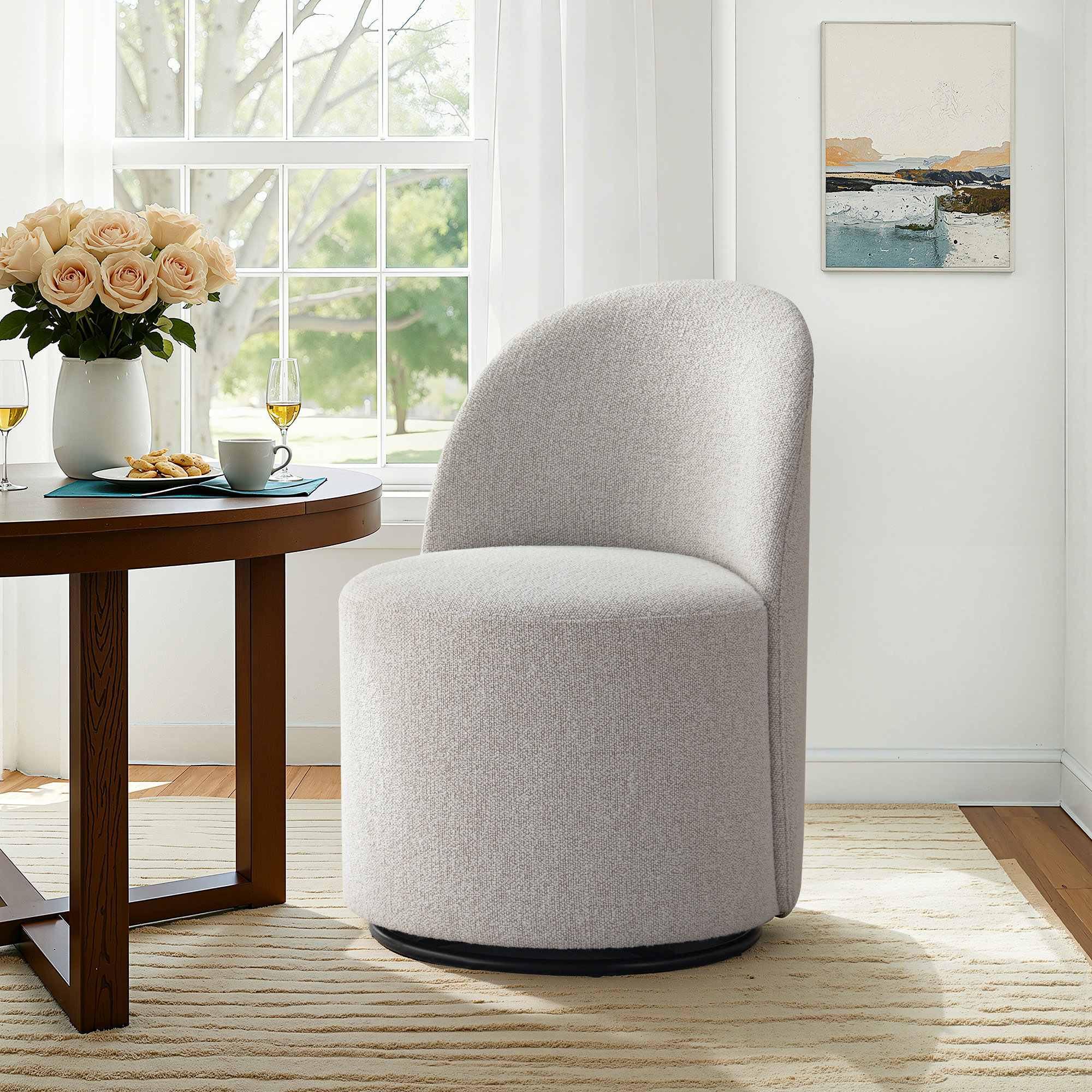 Ebern Designs Upholstered Fully Assembled Swivel Dining Chair & Reviews | Wayfair