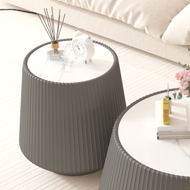 Table basse moderne en cuir fritté, Gris