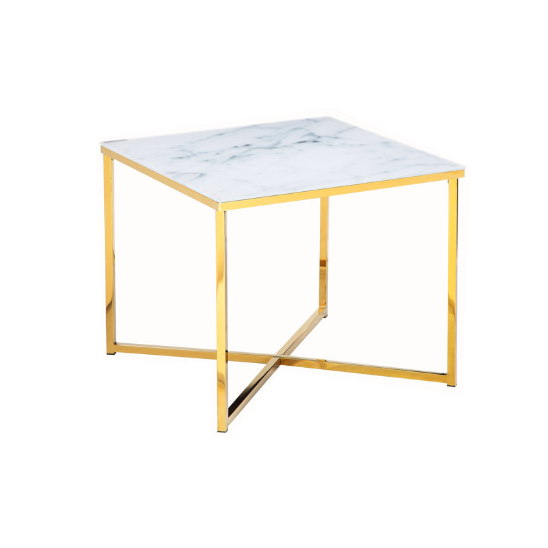 Jarratt End Table, White, Gold 