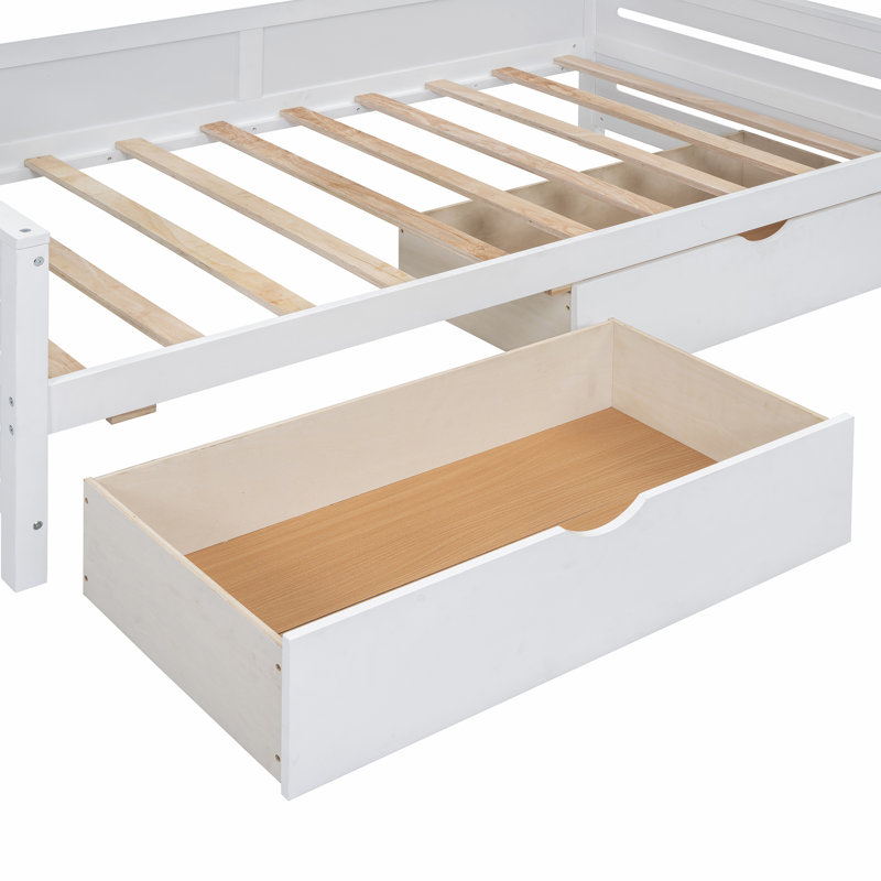 2 Drawers Daybed With Bookcase And Cabinet, Twin, White