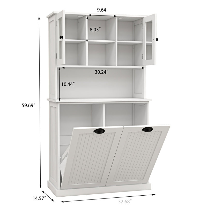 Aspasios Two-Compartment Tilt-Out Dirty Laundry Basket Tall Bathroom Cabinet with 2 Adjustable Shelves, White