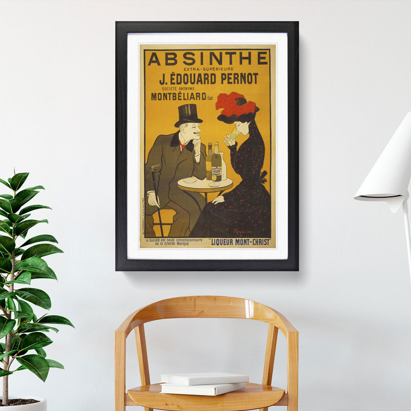 Vintage Absinthe Advertisement - Picture Frame Graphic Art, 48cm H x 36cm W x 2cm D, Black