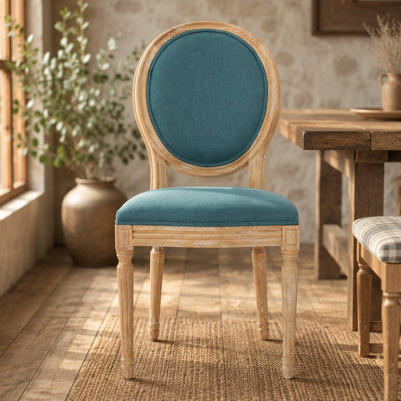 Chaise de salle à manger, Blue/White