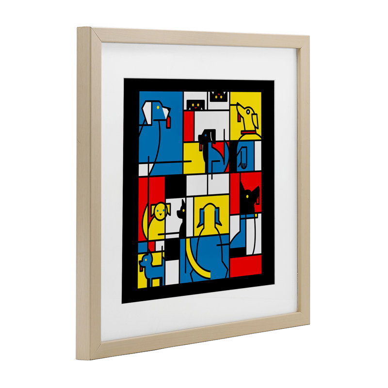 «Color Block Dogs», reproduction abstraite encadrée sous verre, conception de Tobe Fonseca, H 16 po x l 16 po