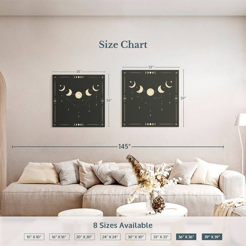 Phases de la lune antique d'Oberle, H 36 po x l 36 po