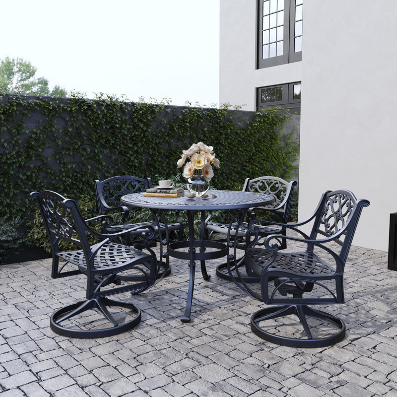 Ensemble repas d'extérieur 5 pièces Saoirse, P 42 po x l 42 po x H 29 po, Noir