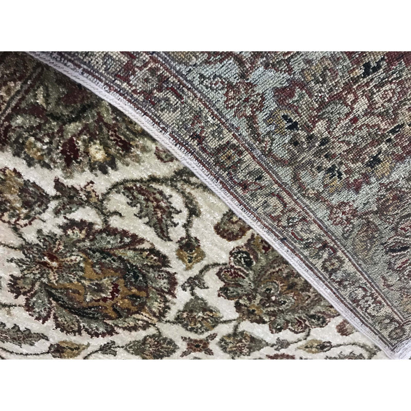 Tapis ivoire et vert clair noué à la main de haute qualité