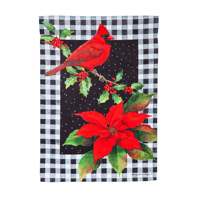 Drapeau de jardin en polyester 18 x 13 po Cardinal and Holly