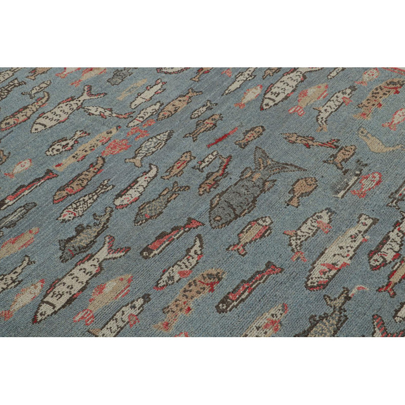 Burano Hand Knotted Wool Animal Print Area Rug, Rectangle 10' x 14'