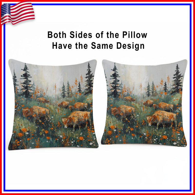 Coussins Buffalo In Wildflowers, 20 x 20 pouces