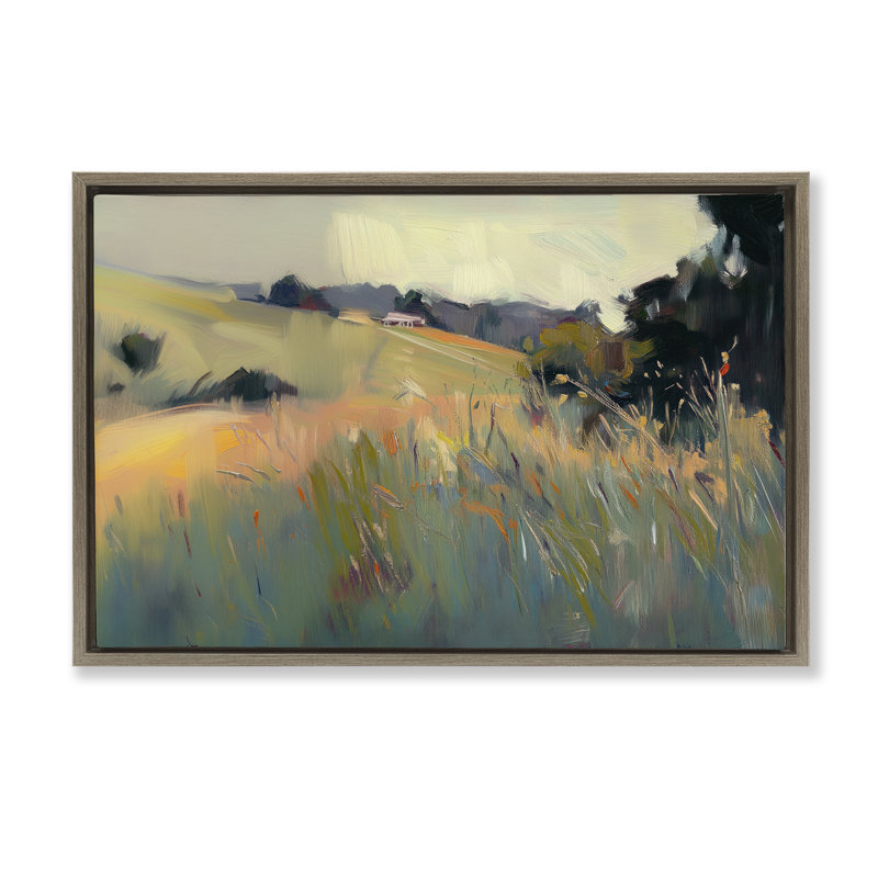 Cadre flottant Modern Tranquil Plains, design par Elara Yasna, H 17 po x l 25 po, Cadre flottant orme Montalcino