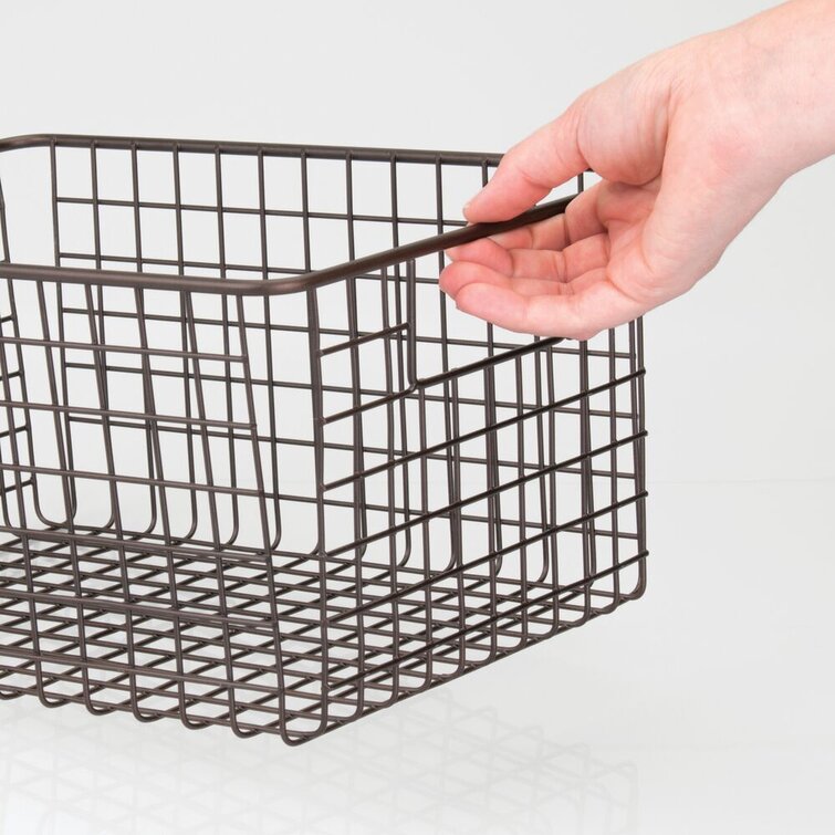 mDesign Rebrilliant Large Metal Storage Basket Bin With Handles For ...