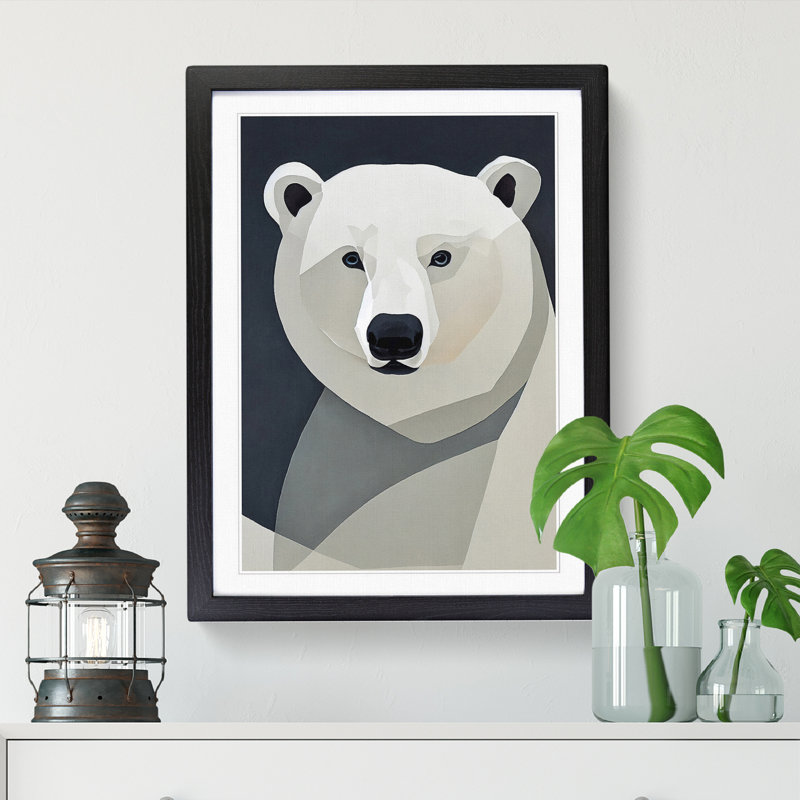 FRM-V0523-1888X Polar Bear Contemporary Vol.5 - Picture Frame Print, Black, 64cm H x 46cm W x 2cm D