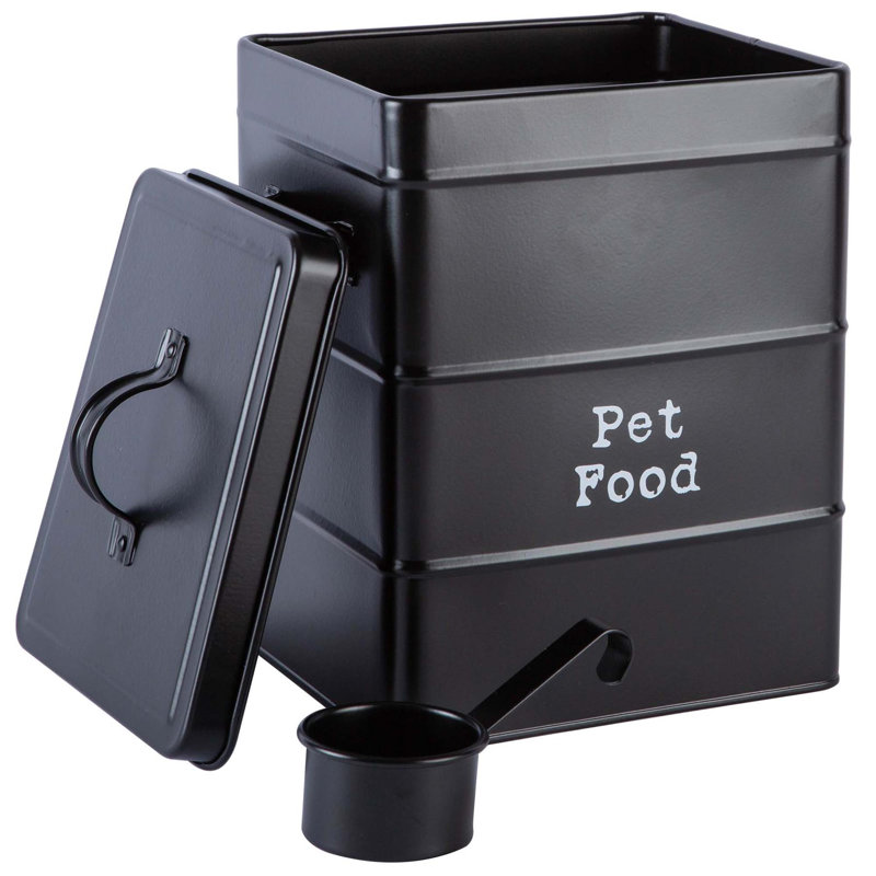 Harbour Housewares - Vintage Metal Pet Food Canister, Black
