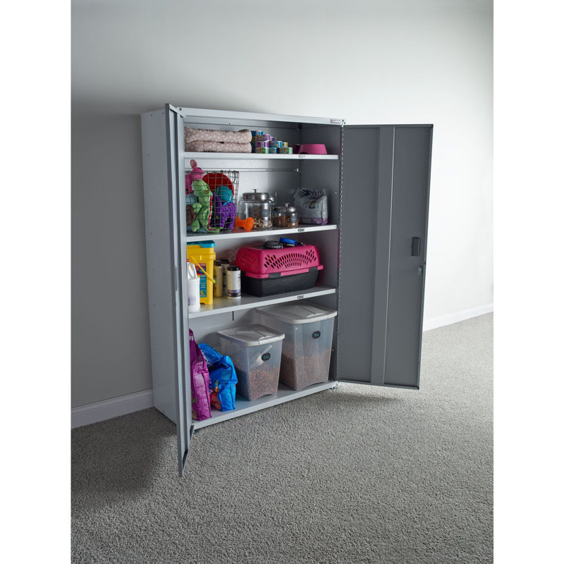 Single Storage Cabinet, Gray Slate/White