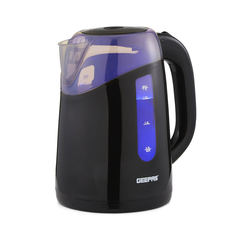 GEEPAS Illuminating Electric Kettle | 1.7L Cordless Jug Kettle with LED Lighting for Hot Water Tea or Coffee | Boil Dry Protection & Auto Shut Off | Swivel Base with Auto Lid Open | 2200W